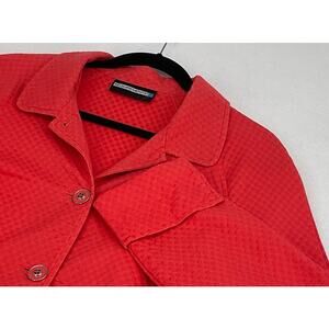 Requirements Coral Orange Jacquard Cuffed Business Office Holiday Blazer Jacket